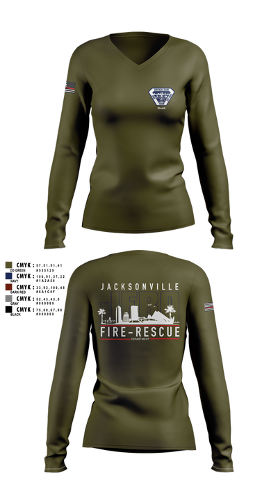 JFRD Critical Care Team 81495664 Women's Long Sleeve V-neck Shirt - 5