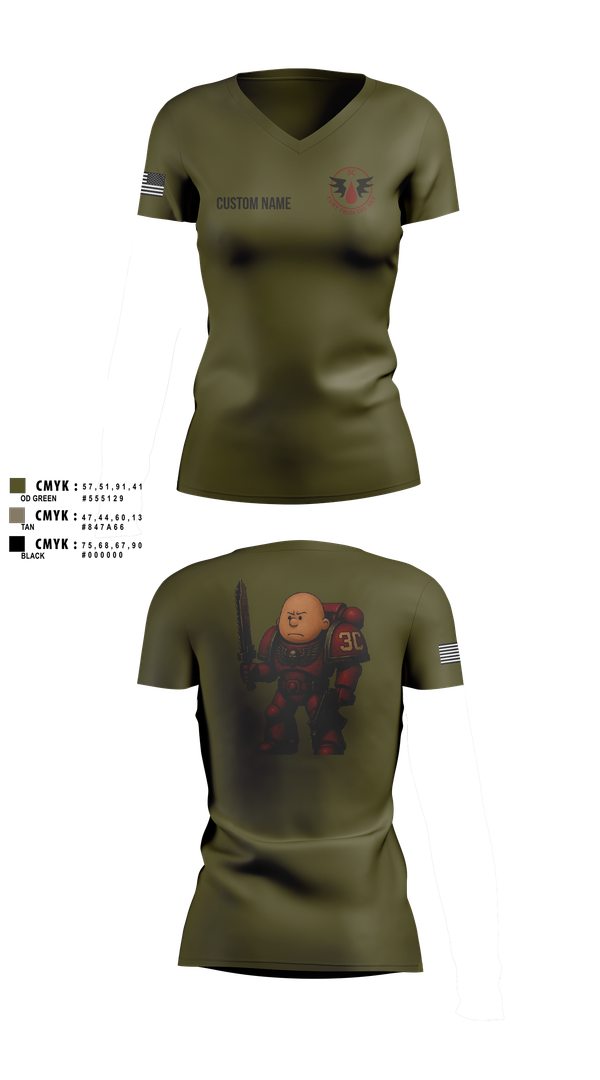 Womens Short Sleeve Vneck Shirt, CCo, 1-508PIR (OG), Army, Teamtime, Team time, sublimation, custom sports apparel, team uniforms, spirit wear, spiritwear, sports uniforms, custom shirts, team store, custom team store, fundraiser sports, apparel fundraiser