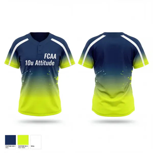 Two Button Softball Jersey, FCAA 10u Attitude, Softball, Teamtime, Team time, sublimation, custom sports apparel, team uniforms, spirit wear, spiritwear, sports uniforms, custom shirts, team store, custom team store, fundraiser sports, apparel fundraiser