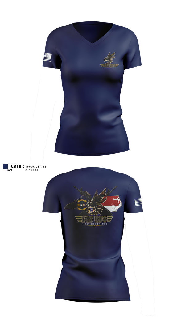 Womens Short Sleeve Vneck Shirt, 145 SFS, Air Force, Teamtime, Team time, sublimation, custom sports apparel, team uniforms, spirit wear, spiritwear, sports uniforms, custom shirts, team store, custom team store, fundraiser sports, apparel fundraiser