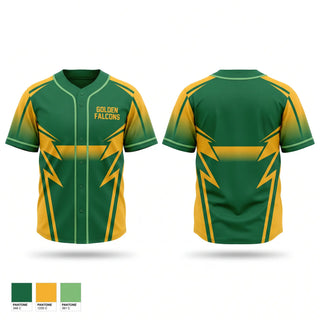 Full Button Baseball Jersey, Golden falcons, Baseball, Teamtime, Team time, sublimation, custom sports apparel, team uniforms, spirit wear, spiritwear, sports uniforms, custom shirts, team store, custom team store, fundraiser sports, apparel fundraiser