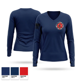Womens Long Sleeve Vneck Shirt, Riggins City Fire Department, Fire Department, Teamtime, Team time, sublimation, custom sports apparel, team uniforms, spirit wear, spiritwear, sports uniforms, custom shirts, team store, custom team store, fundraiser sports, apparel fundraiser