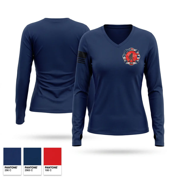 Womens Long Sleeve Vneck Shirt, Riggins City Fire Department, Fire Department, Teamtime, Team time, sublimation, custom sports apparel, team uniforms, spirit wear, spiritwear, sports uniforms, custom shirts, team store, custom team store, fundraiser sports, apparel fundraiser