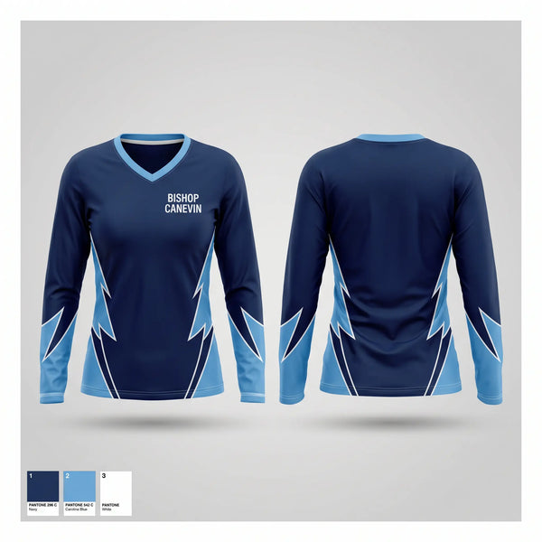 Womens Long Sleeve Vneck Shirt, Bishop Canevin, Baseball, Teamtime, Team time, sublimation, custom sports apparel, team uniforms, spirit wear, spiritwear, sports uniforms, custom shirts, team store, custom team store, fundraiser sports, apparel fundraiser
