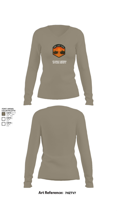 4th Assault Amphibian Battalion, Company B 82284637 Women's Long Sleeve V-neck Shirt - 62