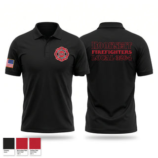 Short Sleeve Performance Polo, Hooksett Firefighters Union, Fire Department, Teamtime, Team time, sublimation, custom sports apparel, team uniforms, spirit wear, spiritwear, sports uniforms, custom shirts, team store, custom team store, fundraiser sports, apparel fundraiser