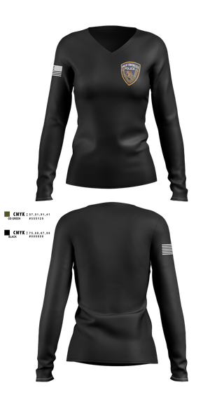 Womens Long Sleeve Vneck Shirt, Ohkay Owingeh police, Police, Teamtime, Team time, sublimation, custom sports apparel, team uniforms, spirit wear, spiritwear, sports uniforms, custom shirts, team store, custom team store, fundraiser sports, apparel fundraiser