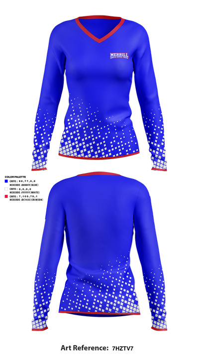 Merrill Girls Swim Team 36801999 Women's Long Sleeve V-neck Shirt - 1
