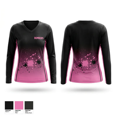 BOMBERS Women's Long Sleeve V-neck Shirt - 1