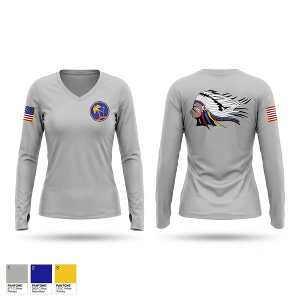 Womens Long Sleeve Vneck Shirt, 219th Engineering Installations Squdron219th Engineering Installations Squdron, National Guard, Teamtime, Team time, sublimation, custom sports apparel, team uniforms, spirit wear, spiritwear, sports uniforms, custom shirts, team store, custom team store, fundraiser sports, apparel fundraiser