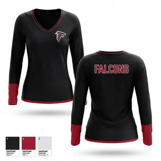 Womens Long Sleeve Vneck Shirt, Falcons, , Teamtime, Team time, sublimation, custom sports apparel, team uniforms, spirit wear, spiritwear, sports uniforms, custom shirts, team store, custom team store, fundraiser sports, apparel fundraiser