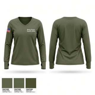 Womens Long Sleeve Vneck Shirt, Modoc County Sheriff’s Office, Police, Teamtime, Team time, sublimation, custom sports apparel, team uniforms, spirit wear, spiritwear, sports uniforms, custom shirts, team store, custom team store, fundraiser sports, apparel fundraiser