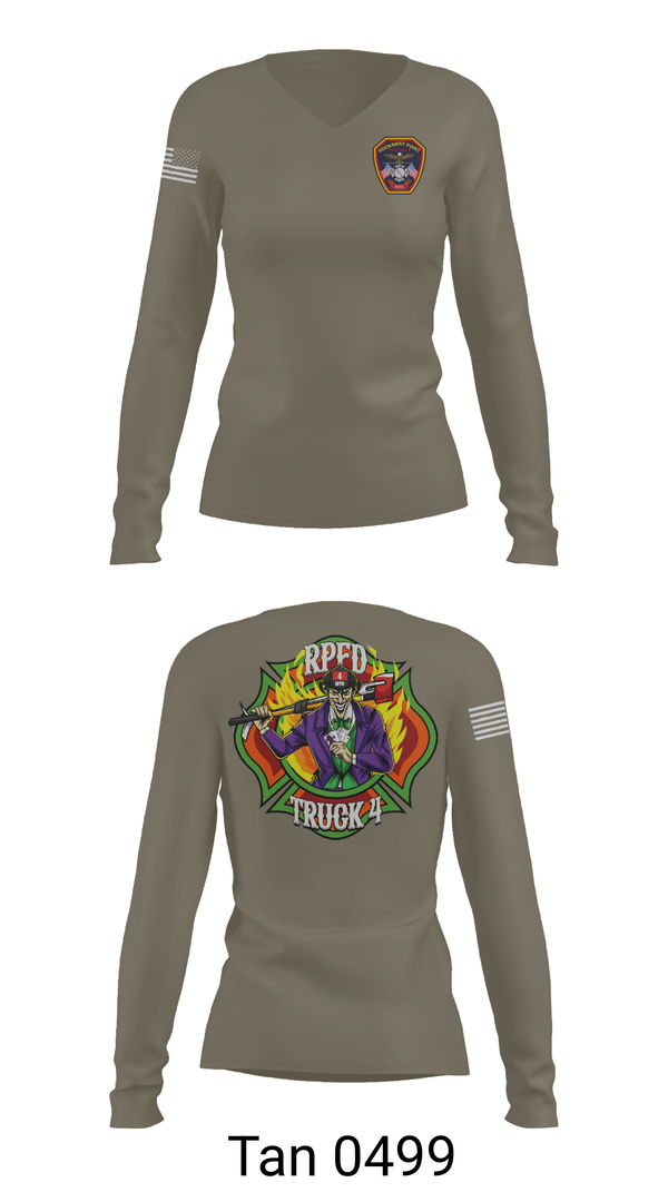 Womens Long Sleeve Vneck Shirt, Rockaway Point FD, Fire Department, Teamtime, Team time, sublimation, custom sports apparel, team uniforms, spirit wear, spiritwear, sports uniforms, custom shirts, team store, custom team store, fundraiser sports, apparel fundraiser