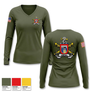 Womens Long Sleeve Vneck Shirt, 1/487th FA BN, Army, Teamtime, Team time, sublimation, custom sports apparel, team uniforms, spirit wear, spiritwear, sports uniforms, custom shirts, team store, custom team store, fundraiser sports, apparel fundraiser