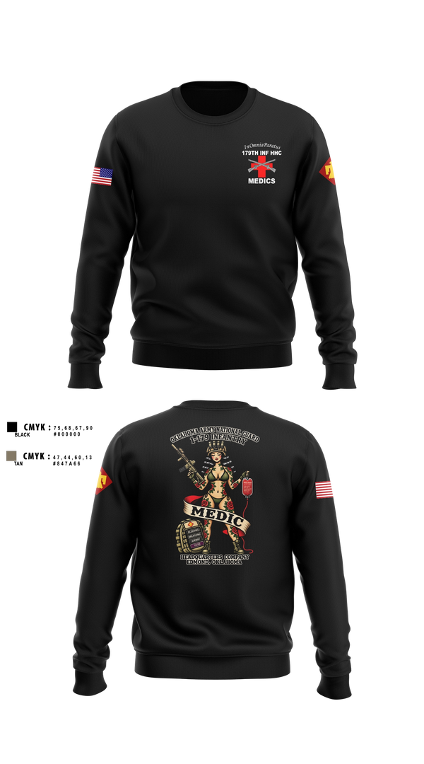 Crew Neck Sweatshirt, 179 HHC Medics, National Guard, Teamtime, Team time, sublimation, custom sports apparel, team uniforms, spirit wear, spiritwear, sports uniforms, custom shirts, team store, custom team store, fundraiser sports, apparel fundraiser