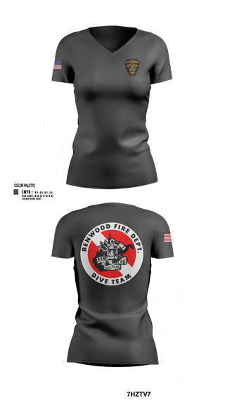 Womens Short Sleeve Vneck Shirt, Benwood Fire/dive, Fire Department, Teamtime, Team time, sublimation, custom sports apparel, team uniforms, spirit wear, spiritwear, sports uniforms, custom shirts, team store, custom team store, fundraiser sports, apparel fundraiser