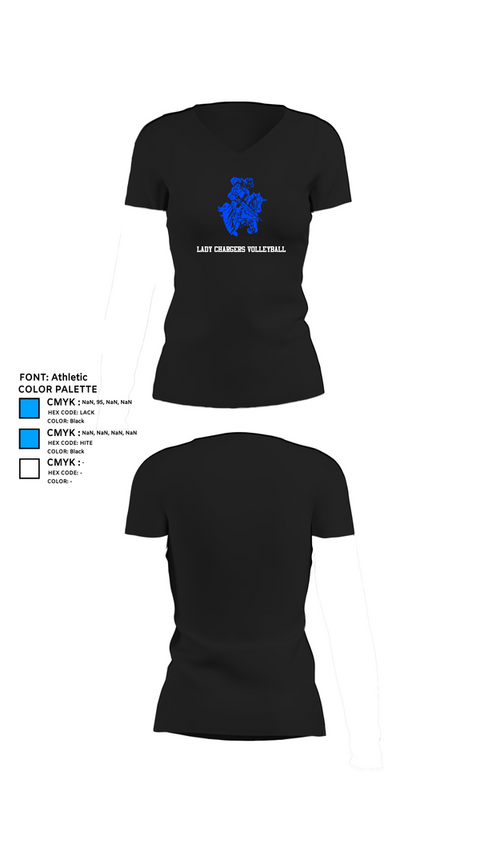 Womens Short Sleeve Vneck Shirt, Lady Chargers Volleyball, Women's Volleyball, Teamtime, Team time, sublimation, custom sports apparel, team uniforms, spirit wear, spiritwear, sports uniforms, custom shirts, team store, custom team store, fundraiser sports, apparel fundraiser