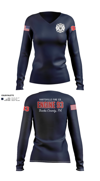 Womens Long Sleeve Vneck Shirt, Hartsville Fire Company, Fire Department, Teamtime, Team time, sublimation, custom sports apparel, team uniforms, spirit wear, spiritwear, sports uniforms, custom shirts, team store, custom team store, fundraiser sports, apparel fundraiser