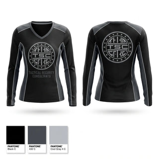 Womens Long Sleeve Vneck Shirt, Tactical Security Consultants, , Teamtime, Team time, sublimation, custom sports apparel, team uniforms, spirit wear, spiritwear, sports uniforms, custom shirts, team store, custom team store, fundraiser sports, apparel fundraiser
