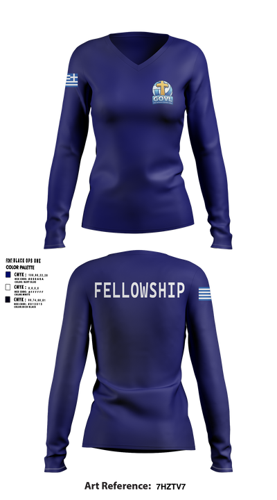 Greek Orthodox Volleyball League 97213591 Women's Long Sleeve V-neck Shirt - 2