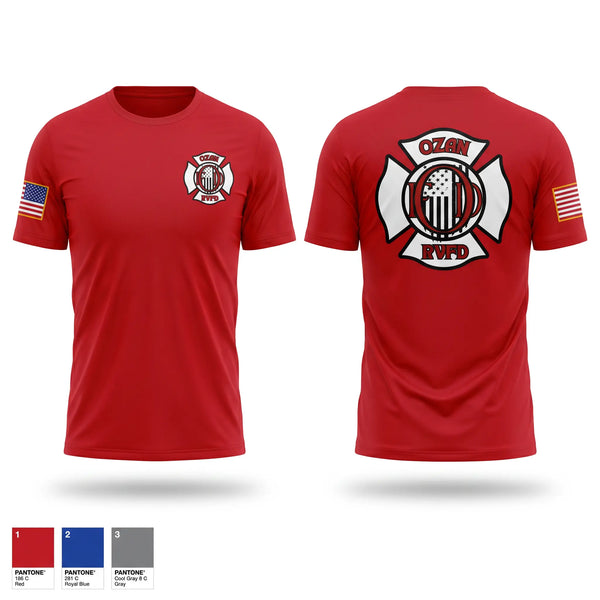Short Sleeve Performance Shirt, Ozan Rural Volunteer Fire Dept, Fire Department, Teamtime, Team time, sublimation, custom sports apparel, team uniforms, spirit wear, spiritwear, sports uniforms, custom shirts, team store, custom team store, fundraiser sports, apparel fundraiser