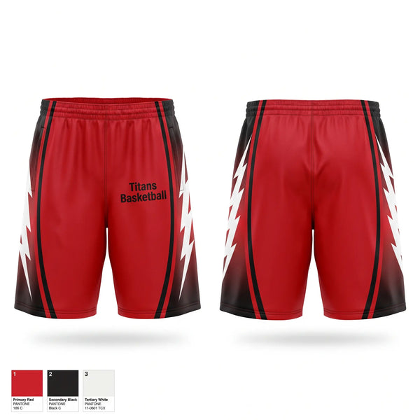 Mens Basketball Shorts, Titans Basketball, Men's Basketball, Teamtime, Team time, sublimation, custom sports apparel, team uniforms, spirit wear, spiritwear, sports uniforms, custom shirts, team store, custom team store, fundraiser sports, apparel fundraiser
