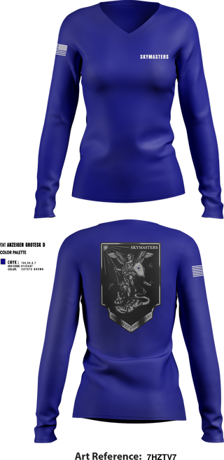 Womens Long Sleeve Vneck Shirt, 1-222 Aviaition Regiment, Army, Teamtime, Team time, sublimation, custom sports apparel, team uniforms, spirit wear, spiritwear, sports uniforms, custom shirts, team store, custom team store, fundraiser sports, apparel fundraiser