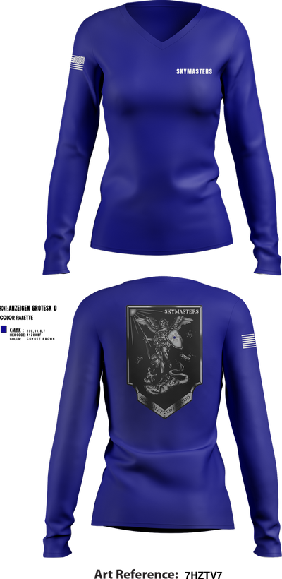 1-222 Aviation Regiment Women's Long Sleeve V-neck Shirt - 7