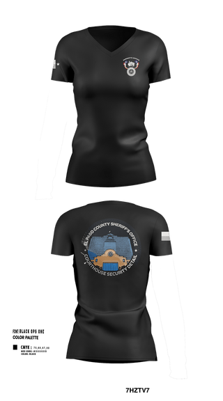 Womens Short Sleeve Vneck Shirt, El Paso County Sheriff’s Office/Courthouse Security section, Police, Teamtime, Team time, sublimation, custom sports apparel, team uniforms, spirit wear, spiritwear, sports uniforms, custom shirts, team store, custom team store, fundraiser sports, apparel fundraiser