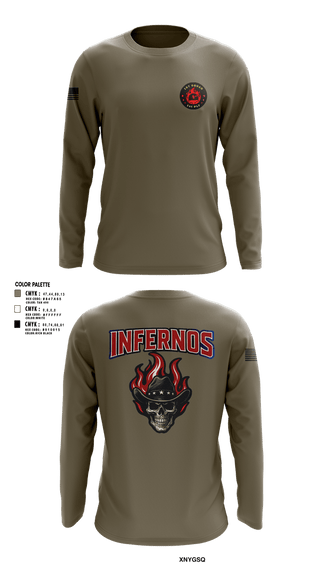 Long Sleeve Performance Shirt, 1st Squad Infernos, Army, Teamtime, Team time, sublimation, custom sports apparel, team uniforms, spirit wear, spiritwear, sports uniforms, custom shirts, team store, custom team store, fundraiser sports, apparel fundraiser