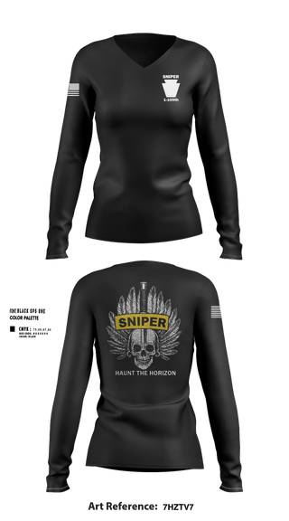 Womens Long Sleeve Vneck Shirt, Snipers 1-109Snipers 1-109, National Guard, Teamtime, Team time, sublimation, custom sports apparel, team uniforms, spirit wear, spiritwear, sports uniforms, custom shirts, team store, custom team store, fundraiser sports, apparel fundraiser