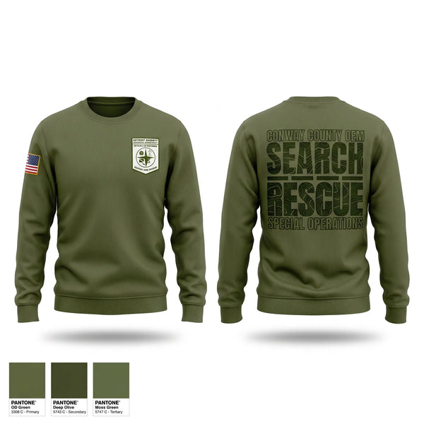 Crew Neck Sweatshirt, Conway County OEM Rescue, EMS/EMT, Teamtime, Team time, sublimation, custom sports apparel, team uniforms, spirit wear, spiritwear, sports uniforms, custom shirts, team store, custom team store, fundraiser sports, apparel fundraiser