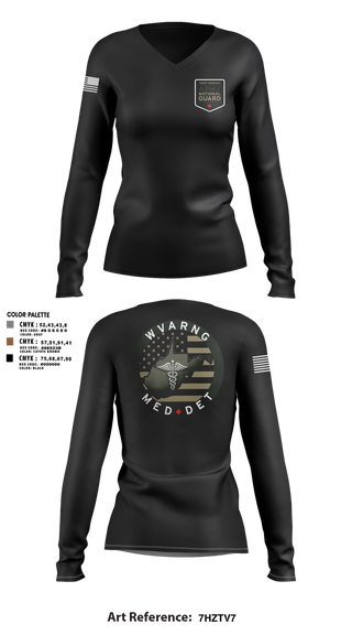 Womens Long Sleeve Vneck Shirt, WV ARNG Med Det, , Teamtime, Team time, sublimation, custom sports apparel, team uniforms, spirit wear, spiritwear, sports uniforms, custom shirts, team store, custom team store, fundraiser sports, apparel fundraiser