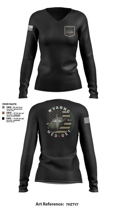 WV ARNG Med Det 75536426 Women's Long Sleeve V-neck Shirt - 3