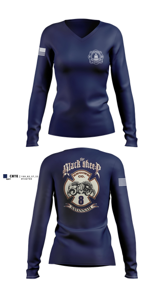 Womens Long Sleeve Vneck Shirt, Engine 8, Fire Department, Teamtime, Team time, sublimation, custom sports apparel, team uniforms, spirit wear, spiritwear, sports uniforms, custom shirts, team store, custom team store, fundraiser sports, apparel fundraiser