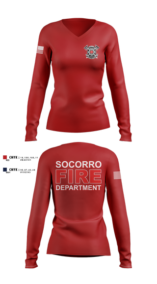 Womens Long Sleeve Vneck Shirt, Socorro fire department, Fire Department, Teamtime, Team time, sublimation, custom sports apparel, team uniforms, spirit wear, spiritwear, sports uniforms, custom shirts, team store, custom team store, fundraiser sports, apparel fundraiser