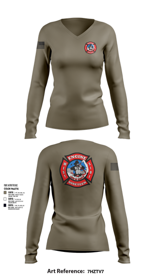 Womens Long Sleeve Vneck Shirt, Station 19, Fire Department, Teamtime, Team time, sublimation, custom sports apparel, team uniforms, spirit wear, spiritwear, sports uniforms, custom shirts, team store, custom team store, fundraiser sports, apparel fundraiser