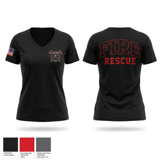 Womens Short Sleeve Vneck Shirt, Melrose Volunteer Fire Department, Fire Department, Teamtime, Team time, sublimation, custom sports apparel, team uniforms, spirit wear, spiritwear, sports uniforms, custom shirts, team store, custom team store, fundraiser sports, apparel fundraiser
