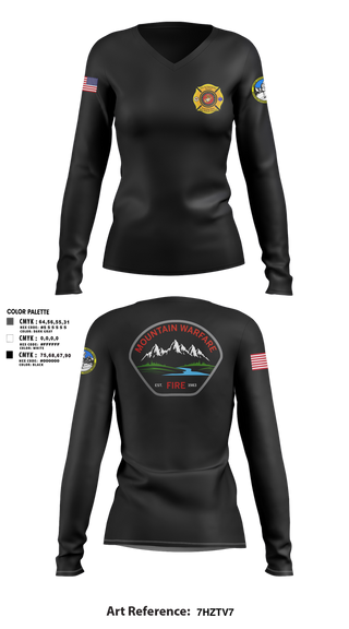 Womens Long Sleeve Vneck Shirt, Marine Corps Mountain Warfare Training Center Fire Department, , Teamtime, Team time, sublimation, custom sports apparel, team uniforms, spirit wear, spiritwear, sports uniforms, custom shirts, team store, custom team store, fundraiser sports, apparel fundraiser