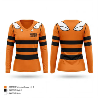 Womens Long Sleeve Vneck Shirt, Yellow Jackets, Baseball, Teamtime, Team time, sublimation, custom sports apparel, team uniforms, spirit wear, spiritwear, sports uniforms, custom shirts, team store, custom team store, fundraiser sports, apparel fundraiser