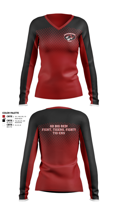 Houston High School Cheer 47611821 Women's Long Sleeve V-neck Shirt - 1