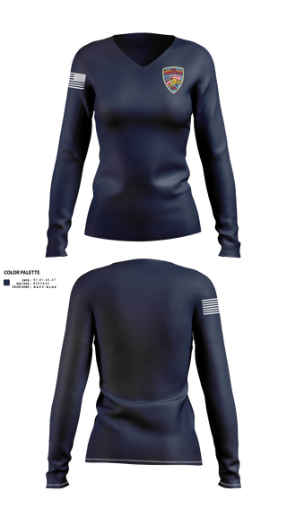 Womens Long Sleeve Vneck Shirt, St. Boni, Fire Department, Teamtime, Team time, sublimation, custom sports apparel, team uniforms, spirit wear, spiritwear, sports uniforms, custom shirts, team store, custom team store, fundraiser sports, apparel fundraiser