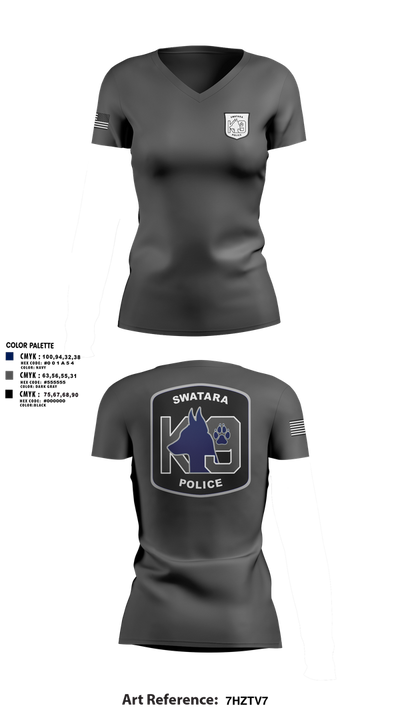 Swatara K9 68594895 Women's Short Sleeve V-neck Shirt - 2