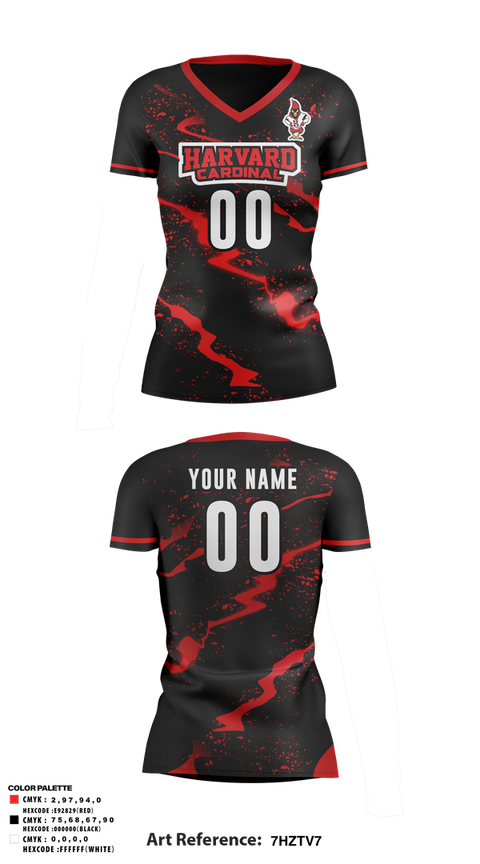 Womens Short Sleeve Vneck Shirt, Harvard Cardinals Volleyball, Women's Volleyball, Teamtime, Team time, sublimation, custom sports apparel, team uniforms, spirit wear, spiritwear, sports uniforms, custom shirts, team store, custom team store, fundraiser sports, apparel fundraiser
