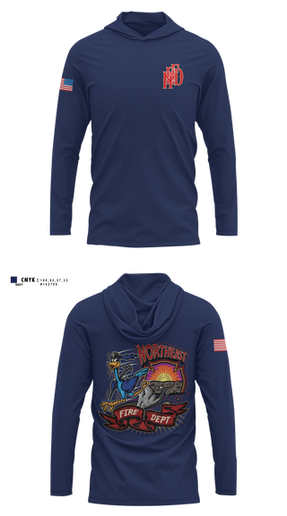 Long Sleeve Hooded Sun Shirt, Northeast Fire Department, Fire Department, Teamtime, Team time, sublimation, custom sports apparel, team uniforms, spirit wear, spiritwear, sports uniforms, custom shirts, team store, custom team store, fundraiser sports, apparel fundraiser