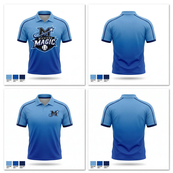 Short Sleeve Performance Polo, Michiana Magic, Baseball, Teamtime, Team time, sublimation, custom sports apparel, team uniforms, spirit wear, spiritwear, sports uniforms, custom shirts, team store, custom team store, fundraiser sports, apparel fundraiser
