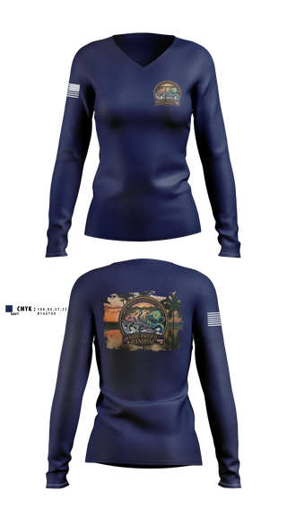 Womens Long Sleeve Vneck Shirt, NIOC PACIFIC - RIMPAC 2026, Navy, Teamtime, Team time, sublimation, custom sports apparel, team uniforms, spirit wear, spiritwear, sports uniforms, custom shirts, team store, custom team store, fundraiser sports, apparel fundraiser