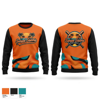 Crew Neck Sweatshirt, Sunset Sisters, Softball, Teamtime, Team time, sublimation, custom sports apparel, team uniforms, spirit wear, spiritwear, sports uniforms, custom shirts, team store, custom team store, fundraiser sports, apparel fundraiser