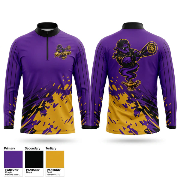Quarter Zip Jacket, Rim Genie, Softball, Teamtime, Team time, sublimation, custom sports apparel, team uniforms, spirit wear, spiritwear, sports uniforms, custom shirts, team store, custom team store, fundraiser sports, apparel fundraiser