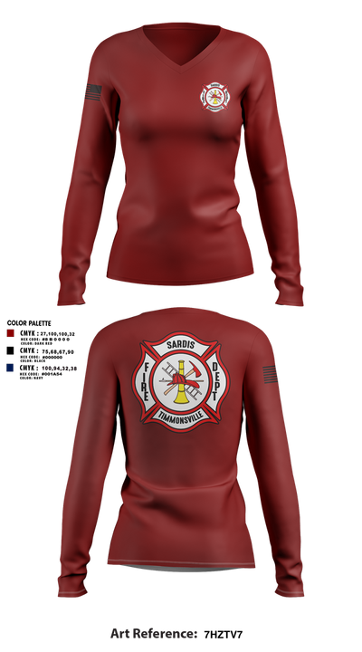 Sardis-Timmonsville fire department station 1 32598145 Women's Long Sleeve V-neck Shirt - 1